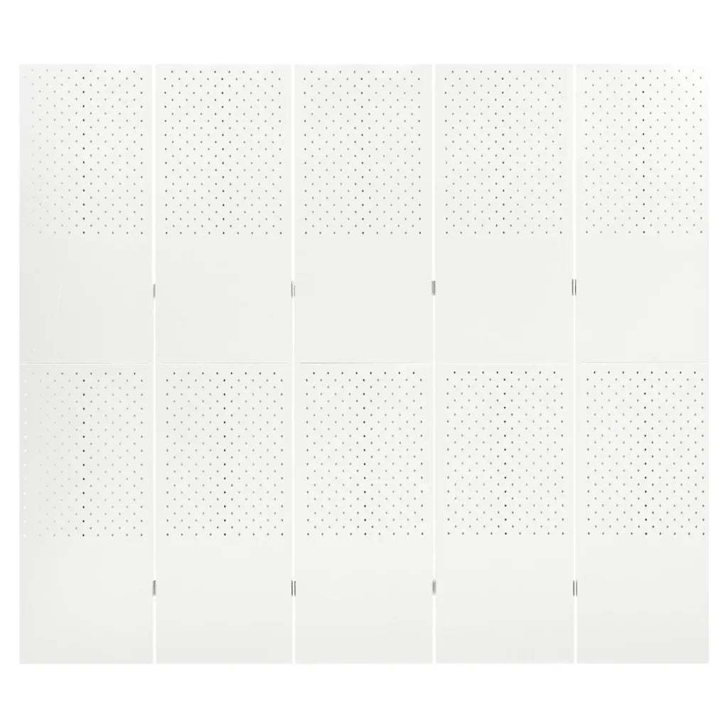 Paravento a 5 Pannelli Bianco 200x180 cm in Acciaio 335902