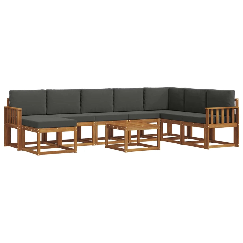 Set di divani da esterno con cuscino 9 pcs Naturale e Antracite