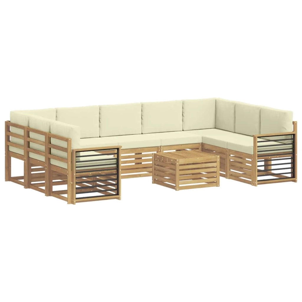 Set divani con cuscino 10 pcs Bianco e Crema Poliestere 3392555