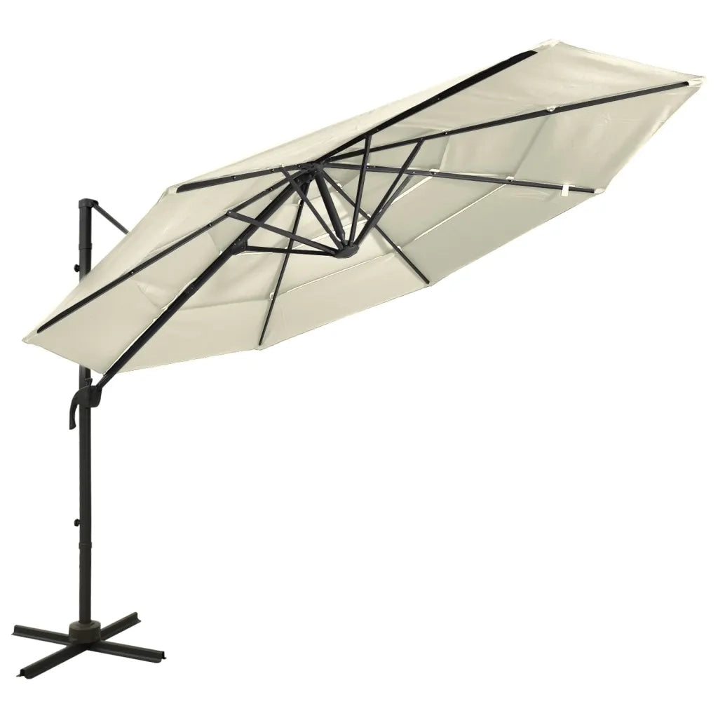 Ombrellone a 4 Livelli con Palo in Alluminio Sabbia 3x3 m cod mxl 23807