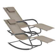 Set Caracena di 2 Sedie Sdraio a Dondolo da Giardino 147 x 63 x 89 cm - Beige [en.casa]