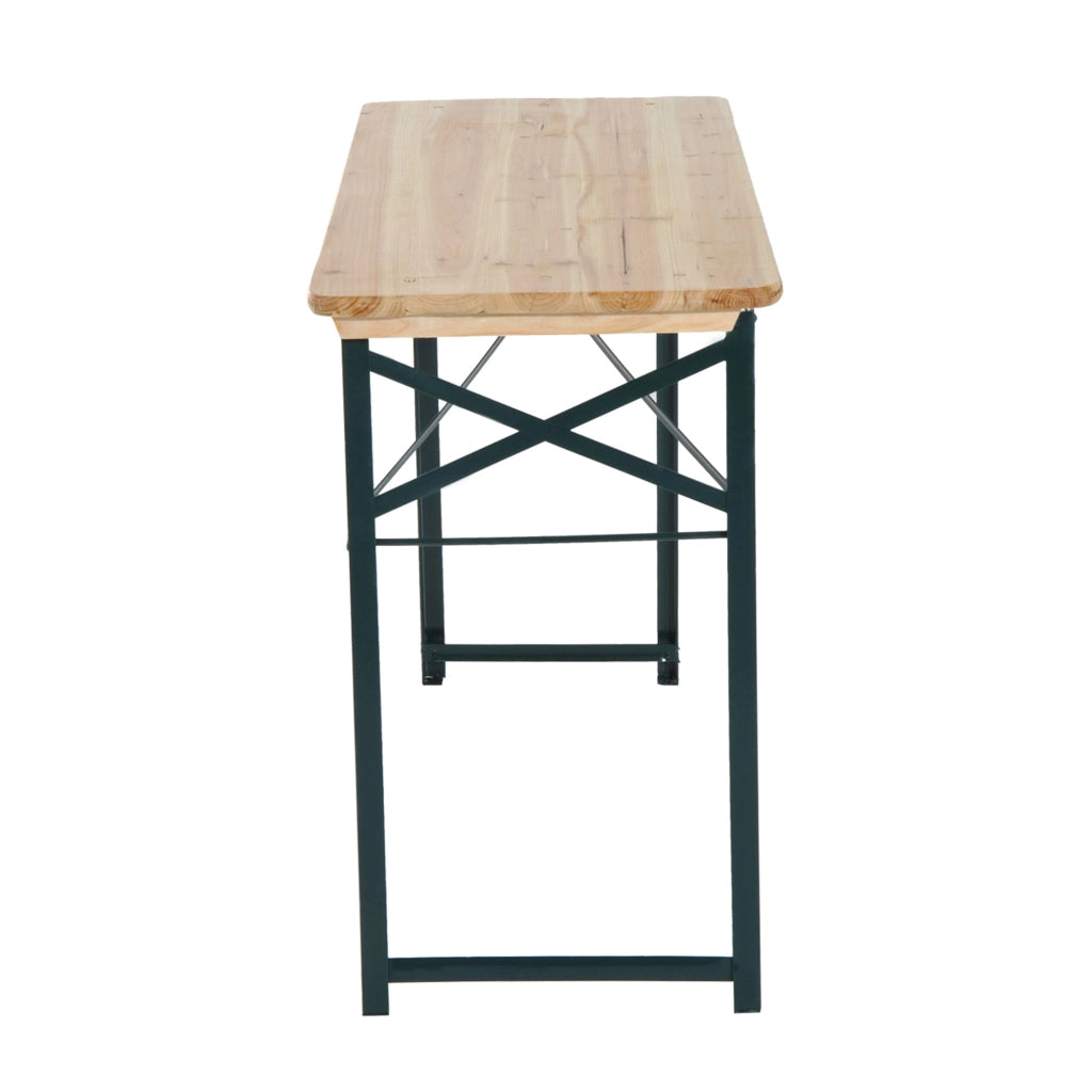 Set Birreria da Esterno Tavolo e 2 Panche con Schienale Pieghevoli in Legno di Abete