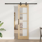 Porta scorrevole  con set hardware 'ORKDAL'in legno massello e vetro