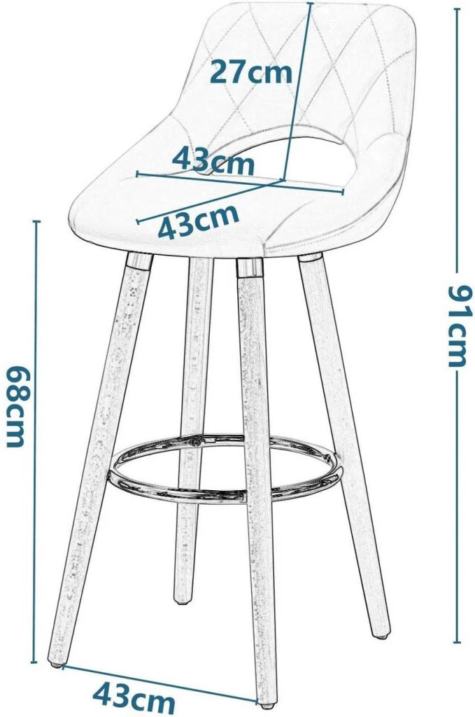 Set di 2 sgabelli da bar rivestiti in tessuto con gambe in legno antracite 19_0000563