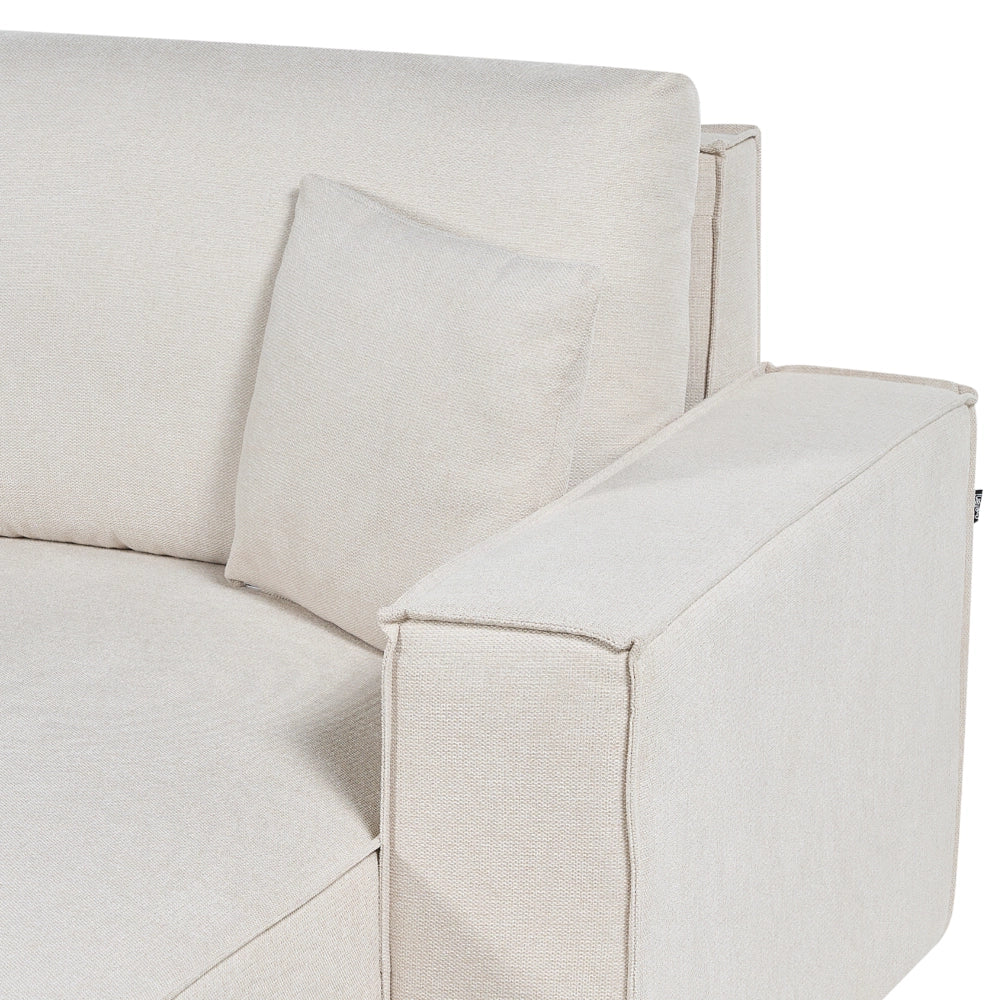 Divano letto angolare a sinistra Beige Tessuto poliestere imbottito 3 posti a L con cuscini Funzione letto Stile moderno Soggiorno