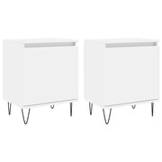 Set di 2 Comodini | Armadio da Notte | Mobiletto da notte Bianchi 40x30x50 cm in Legno Multistrato