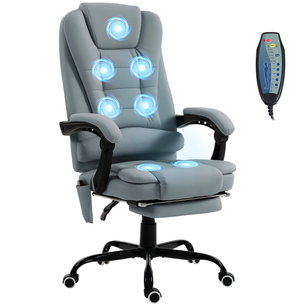 Sedia da ufficio massaggiante ¨C zephmum ¨C regolabile reclinabile grigio