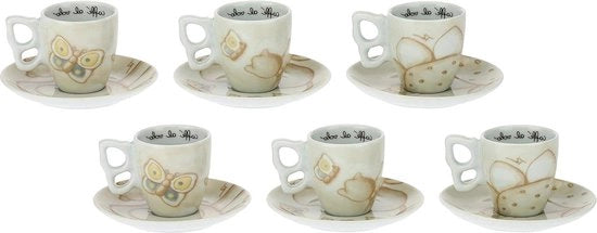 Set di 6 tazze da caffè 110 ml ceramica Elegance piatto Ø 115 cm set di 6 tazze da caffè
