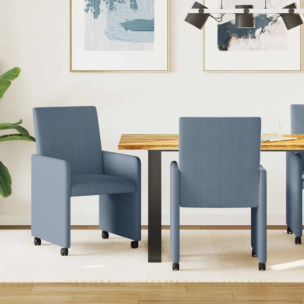 Sedie da Pranzo con Ruote con ruote 2 pcs Blu 57 x 66 x 94 cm 42017804