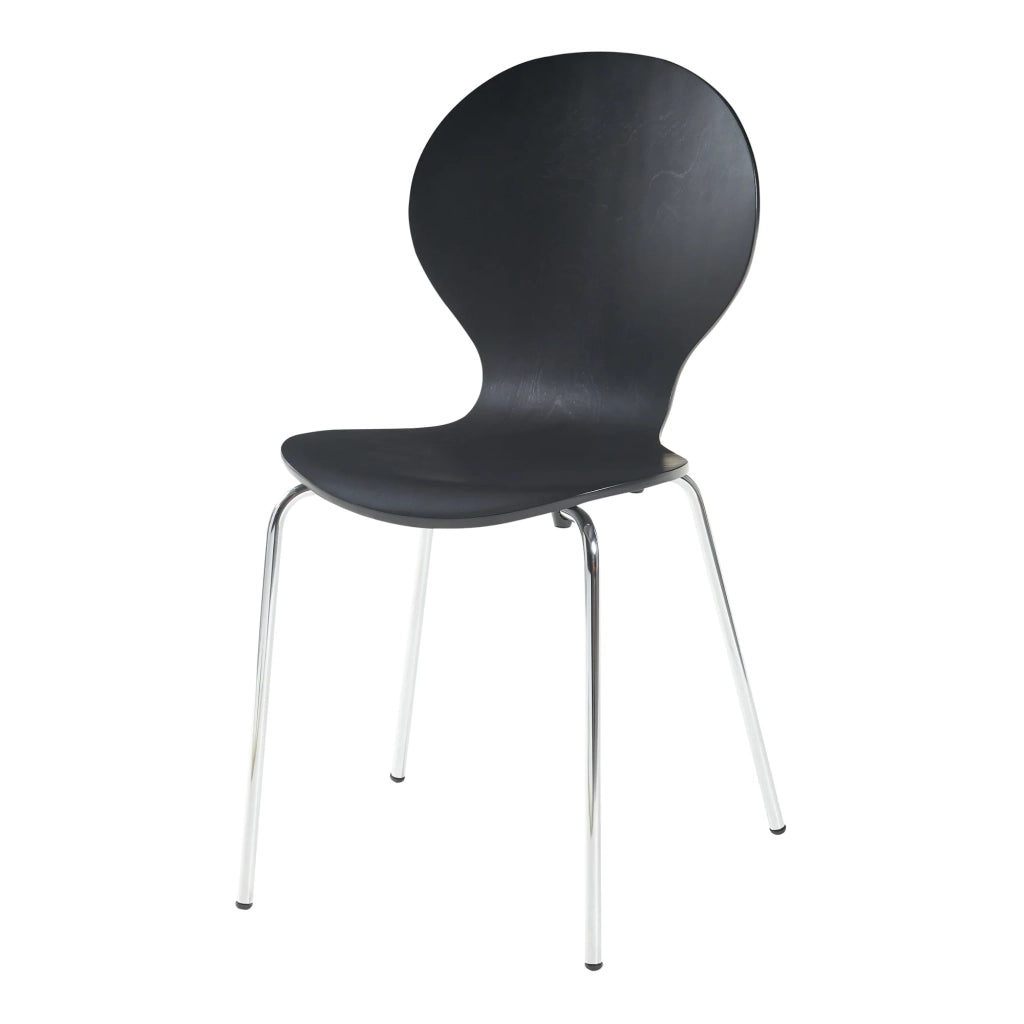 Set di 4 sedie da pranzo dal design moderno e robusto in nero e cromo (03_0009821)