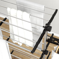 Stendino Verticale 4 Ripiani Regolabili 142x55x172 cm in Acciaio e Plastica Nero e Argento