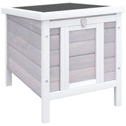 GABBIA PER CONIGLI IN LEGNO DA ESTERNO CON TETTO IN ASFALTO E RAMPA ANTISCIVOLO, 42X51X43CM, GRIGIA