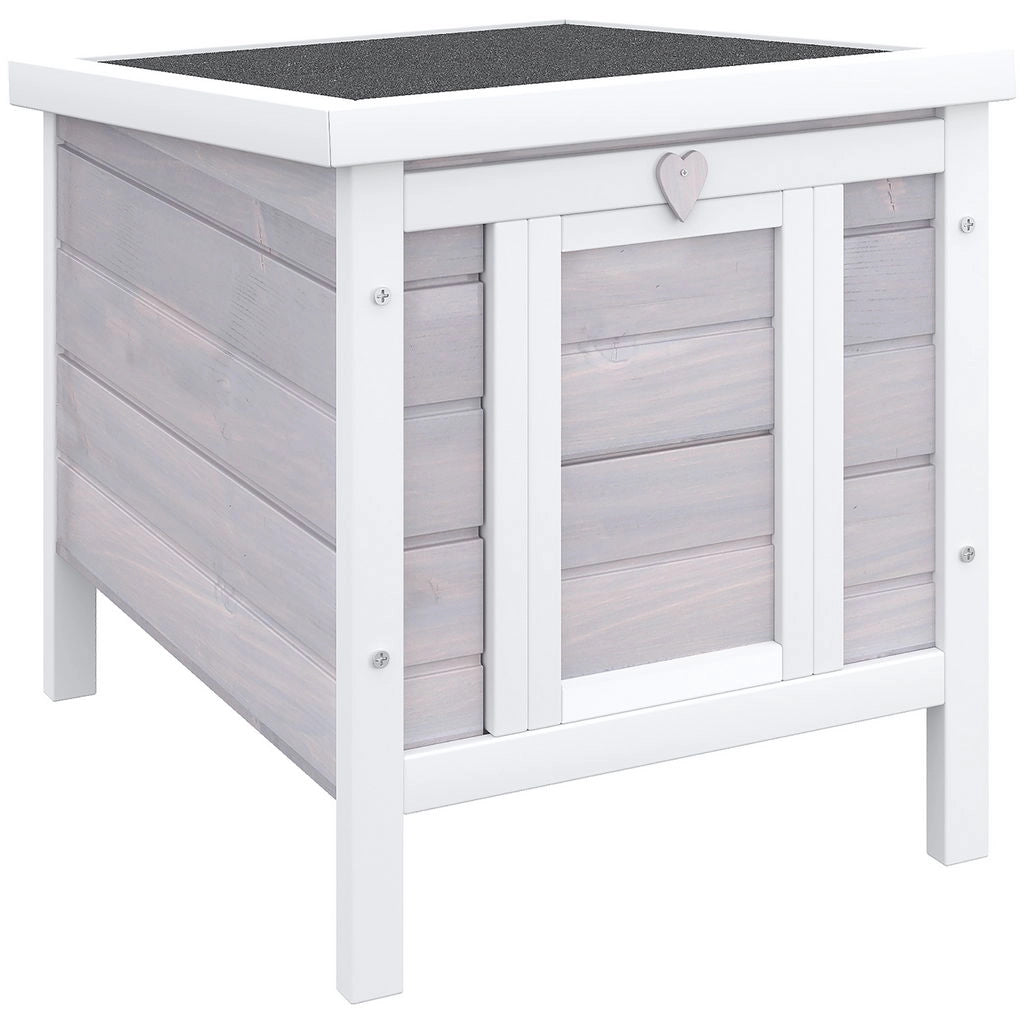 GABBIA PER CONIGLI IN LEGNO DA ESTERNO CON TETTO IN ASFALTO E RAMPA ANTISCIVOLO, 42X51X43CM, GRIGIA