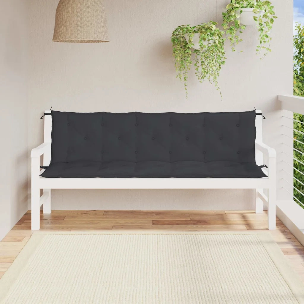 Cuscino per Panca Nero 180x(50+50)x7 cm in Tessuto Oxford