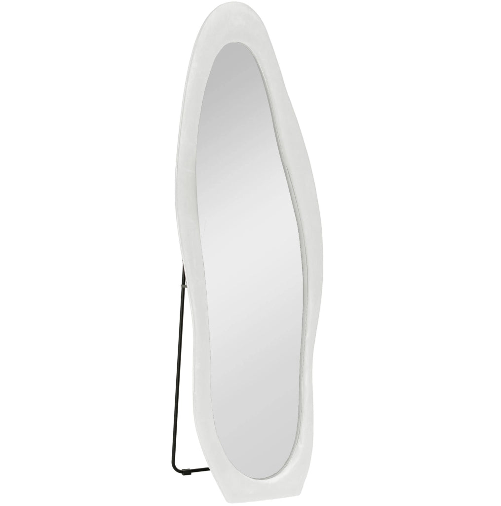 Specchio a figura intera ondulato bianco 50 x 160 cm con supporto