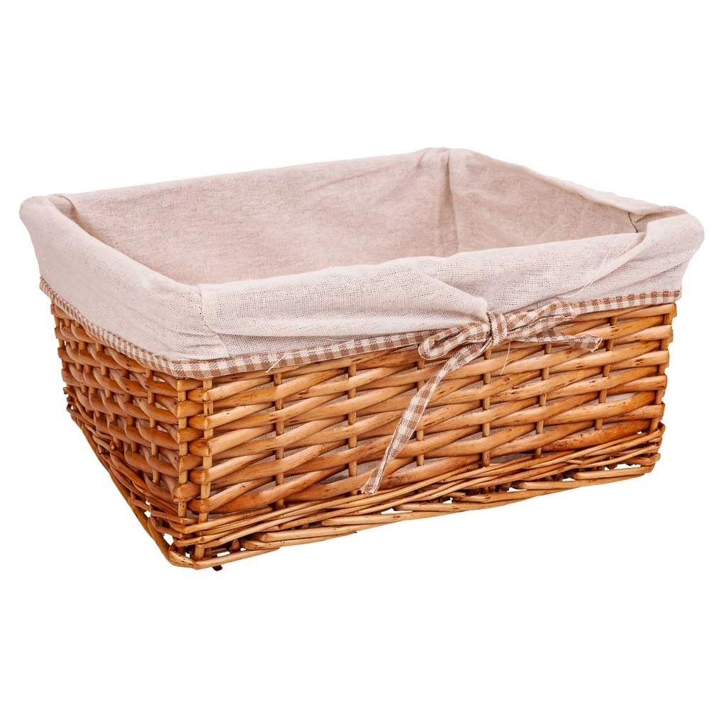 Set di 3 cestini in vimini foderati marroni