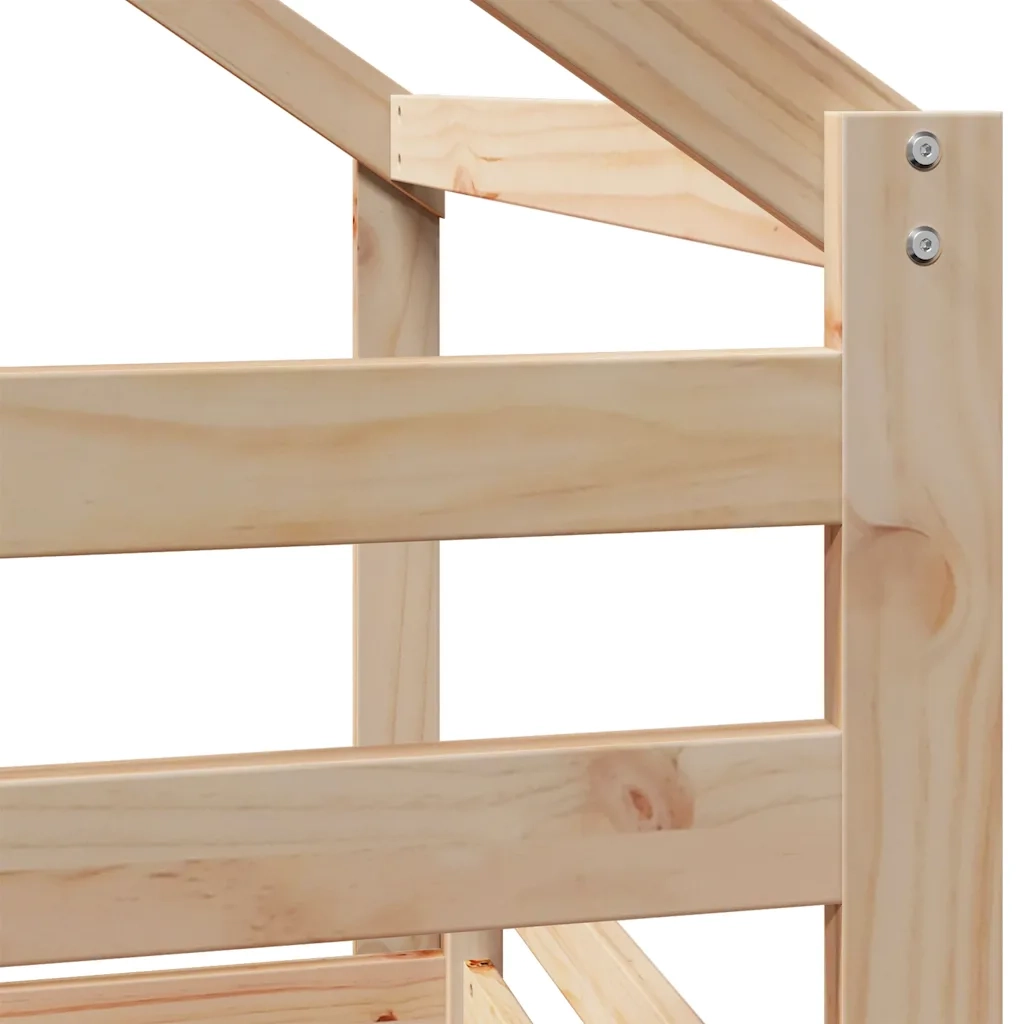 Letto a Castello con Tetto 75x190 cm in Legno Massello di Pino