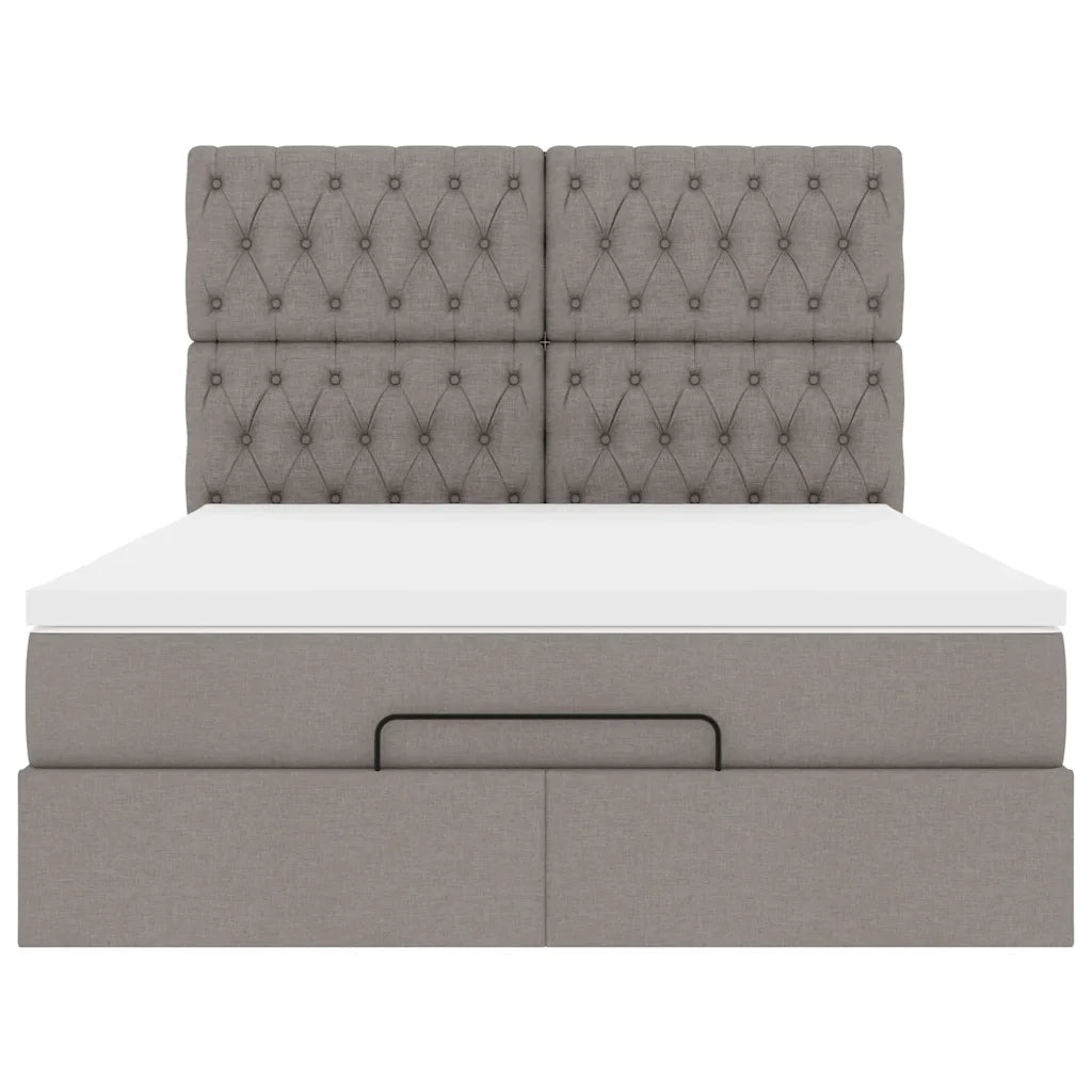 vidaXL Struttura Letto Pouf con Materasso Tortora 140x190 cm Tessuto