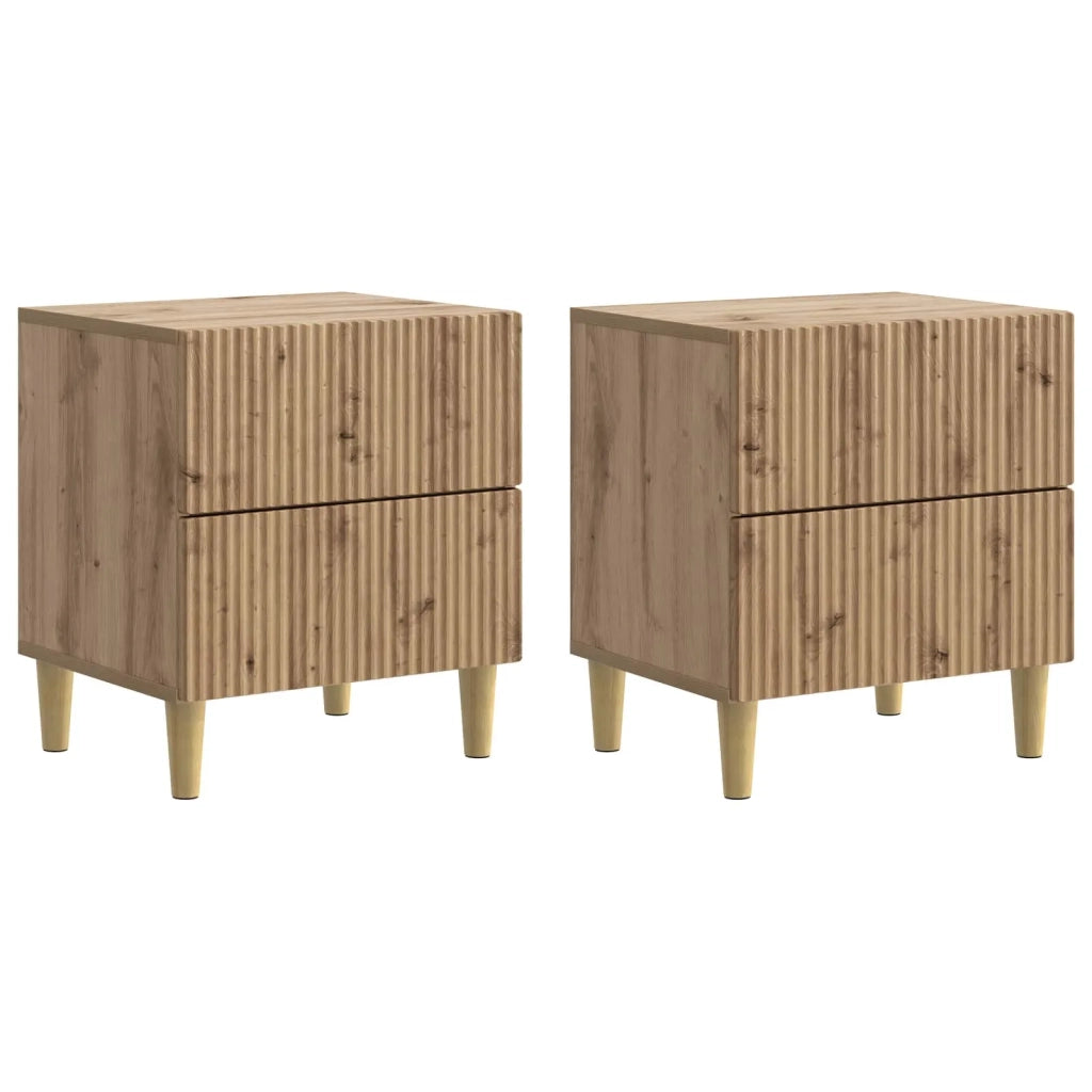 Armadio da Notte 2 pcs Rovere Artigianale 43 x 34,5 x 48 cm 894544