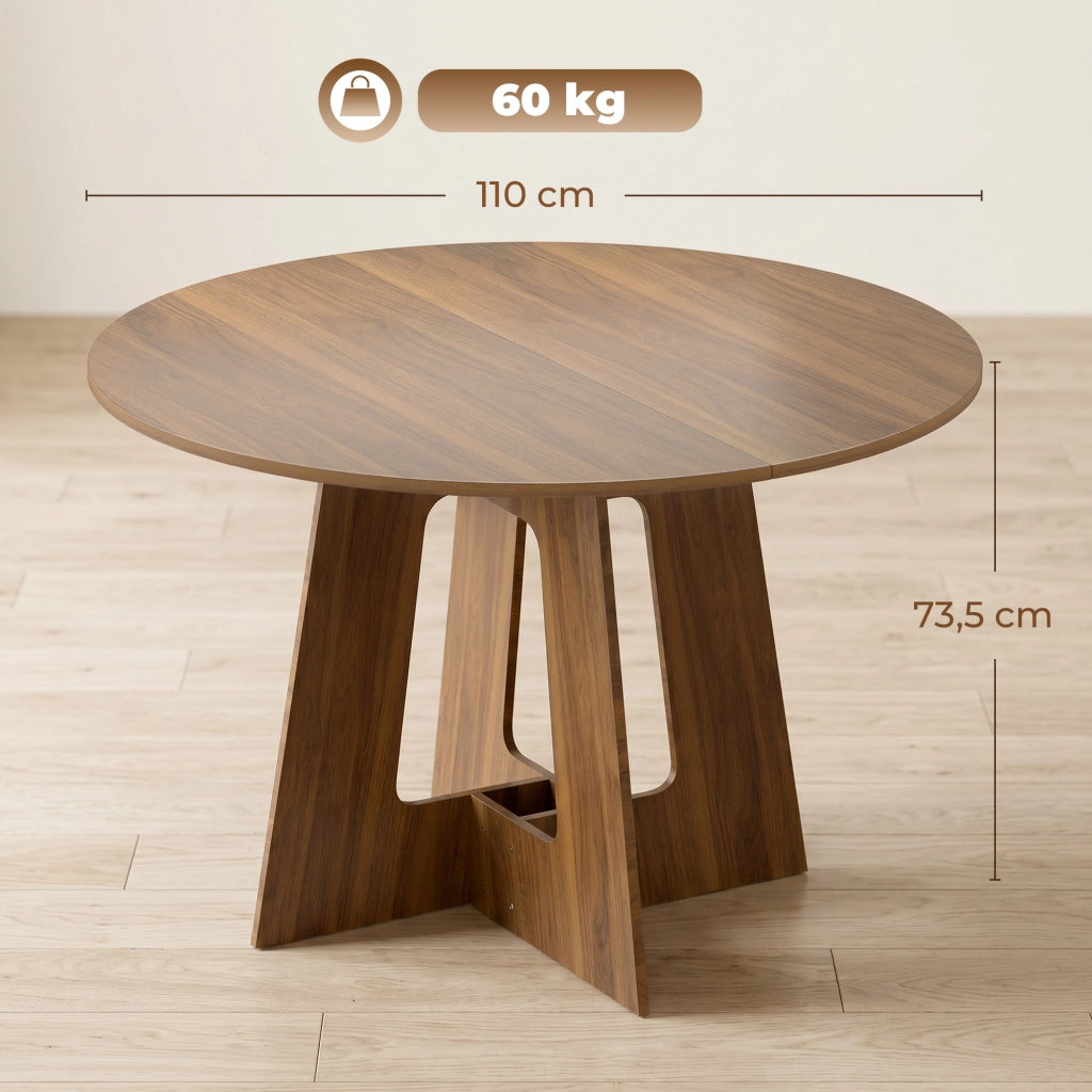 Tavolo da pranzo rotondo per 4 persone ¨C Xylo ¨C ? 110 cm base a croce legno marrone