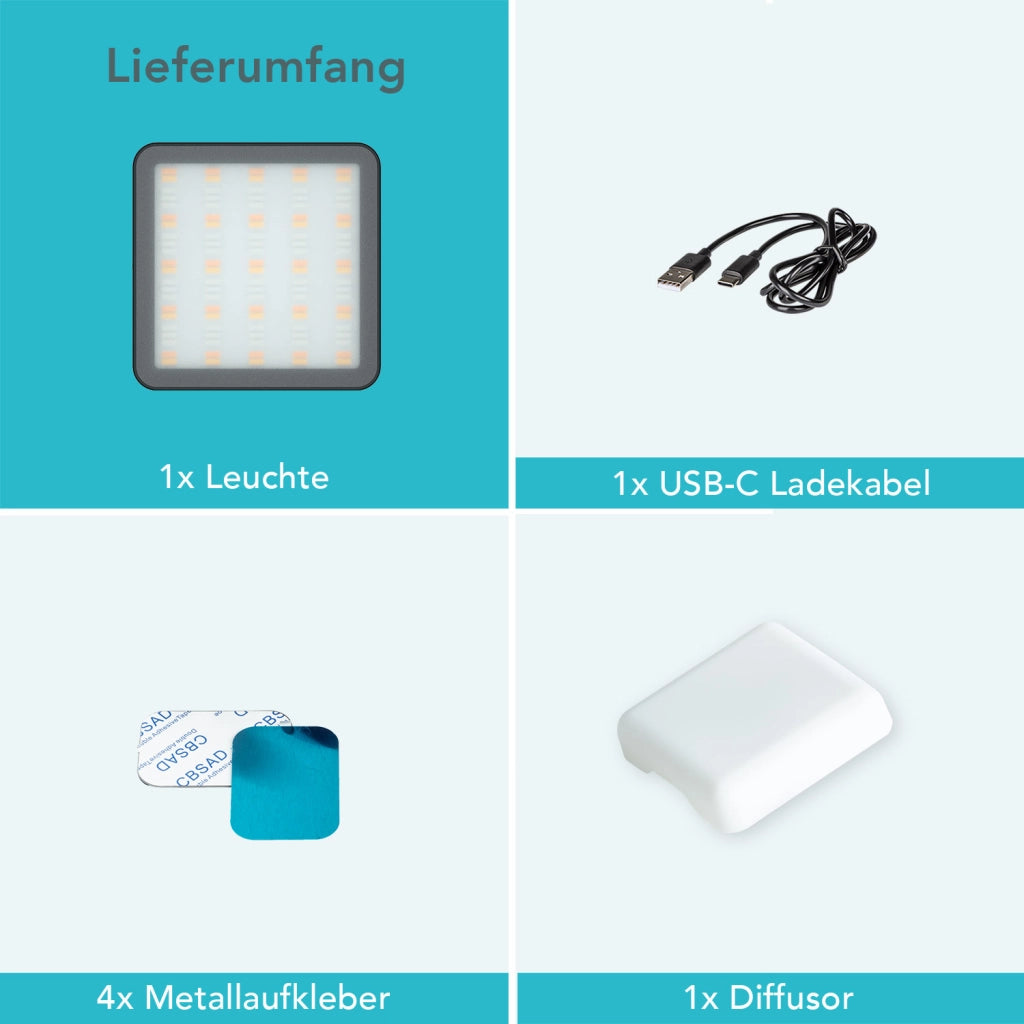 Instarter Mini LED RGB Luce per smartphone, fotocamera, fotografia, videochiamate, streaming, temperatura di colore 3200-7500K