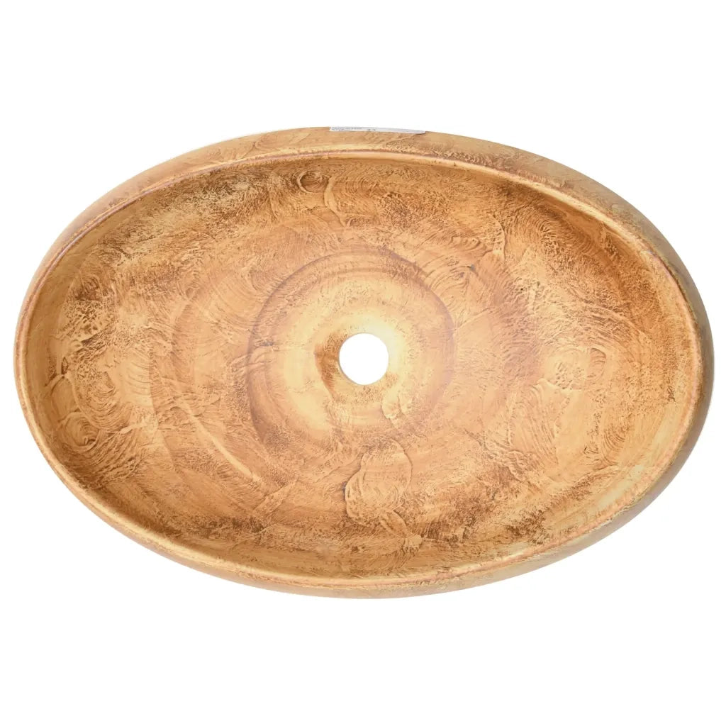 Lavabo da Appoggio-Lavandino-Lavello Marrone Ovale 59x40x15 cm Ceramica