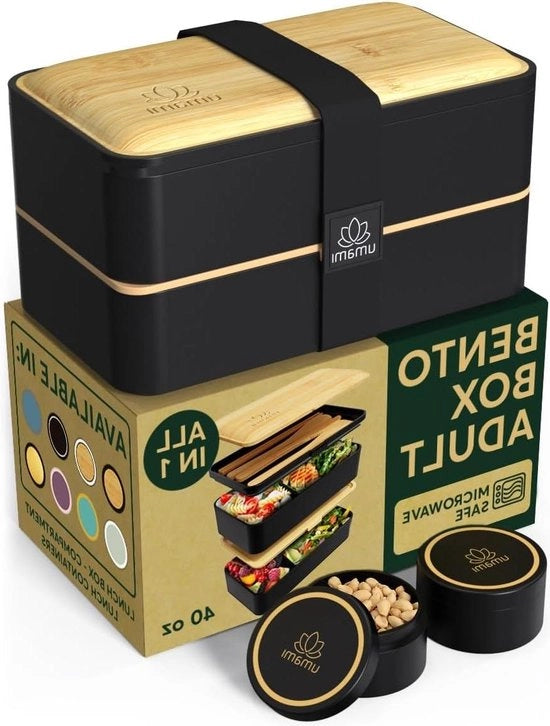 Bento lunchbox - 2 contenitori e utensili - resistente al microonde - lunchbox per adulti - scatola da pranzo a compartimenti
