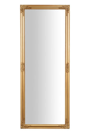 Biscottini Specchio Specchiera da parete e appendere verticale/orizzontale L73xPR4xH181 cm finitura foglia oro anticato.