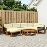 Set di divani da esterno con cuscino 7 pcs Naturale e Crema 3382723