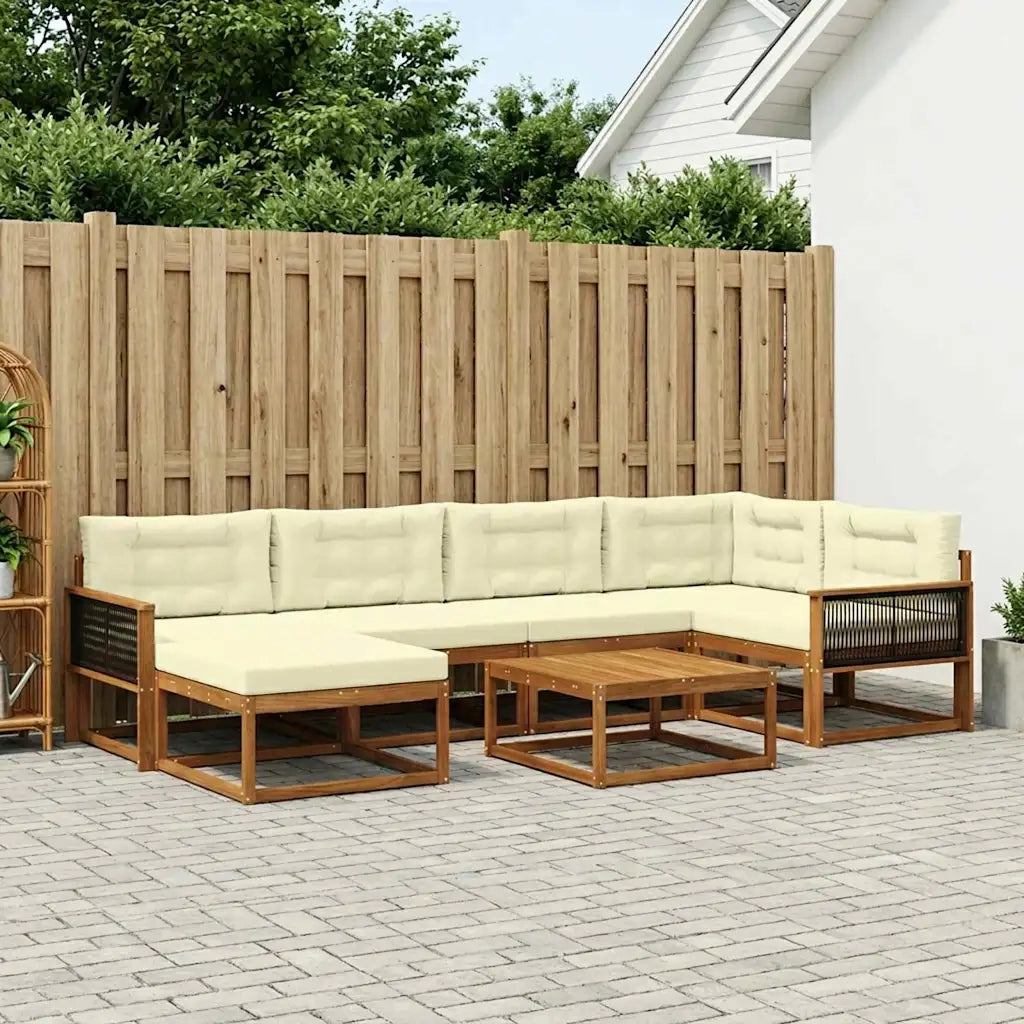 Set di divani da esterno con cuscino 7 pcs Naturale e Crema 3382723
