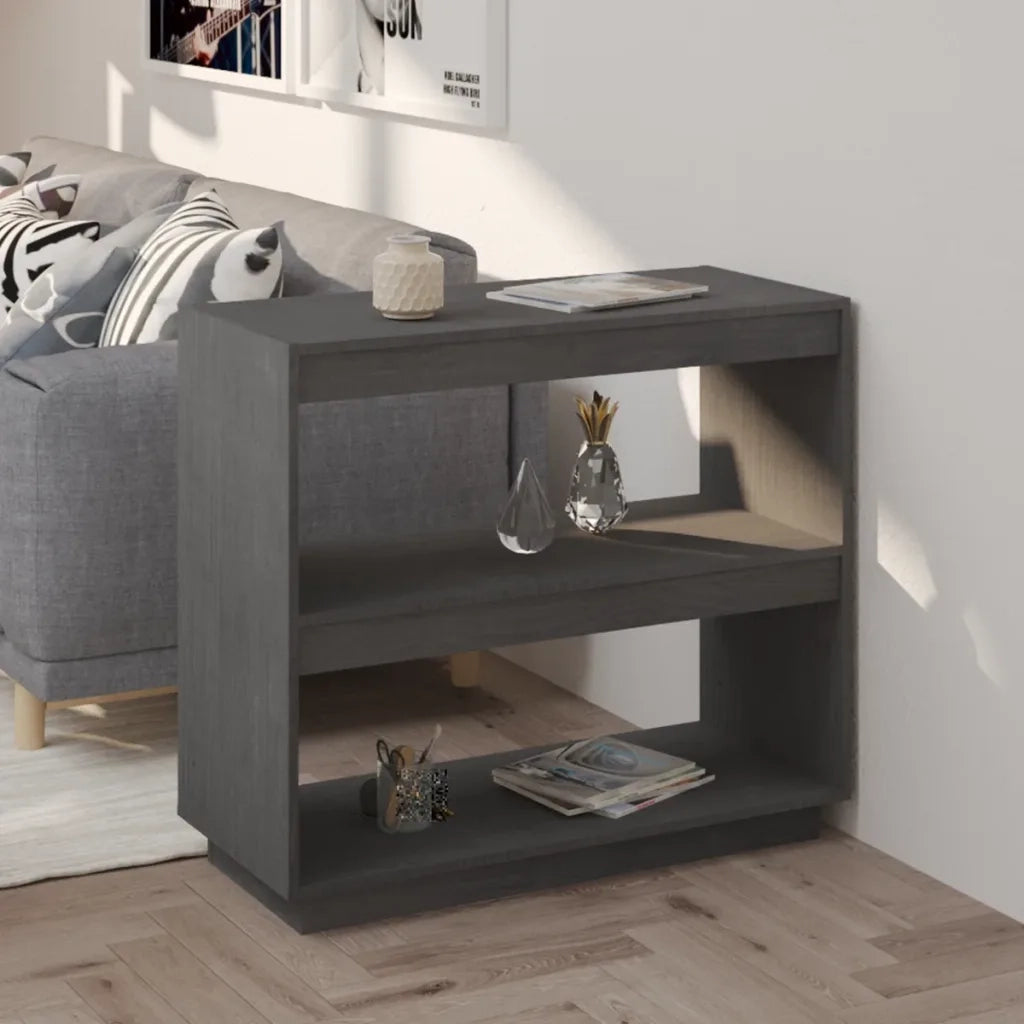 Libreria Grigia 80x35x71 cm in Legno Massello di Pino 810881