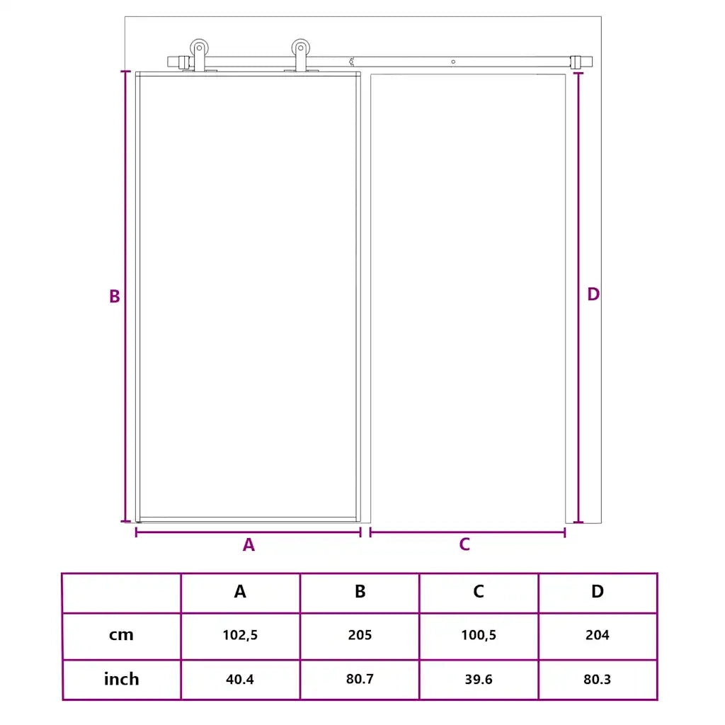 Porta Scorrevole Nera 102,5x205 cm Vetro Temperato e Alluminio 155212