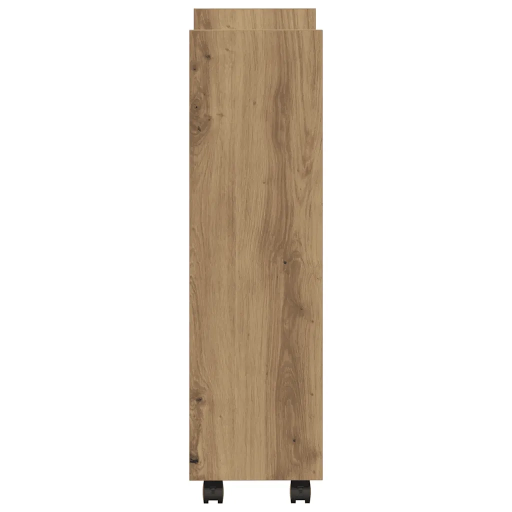 Carrello Stretto a 3 Livelli Rovere Artigianale in Truciolato