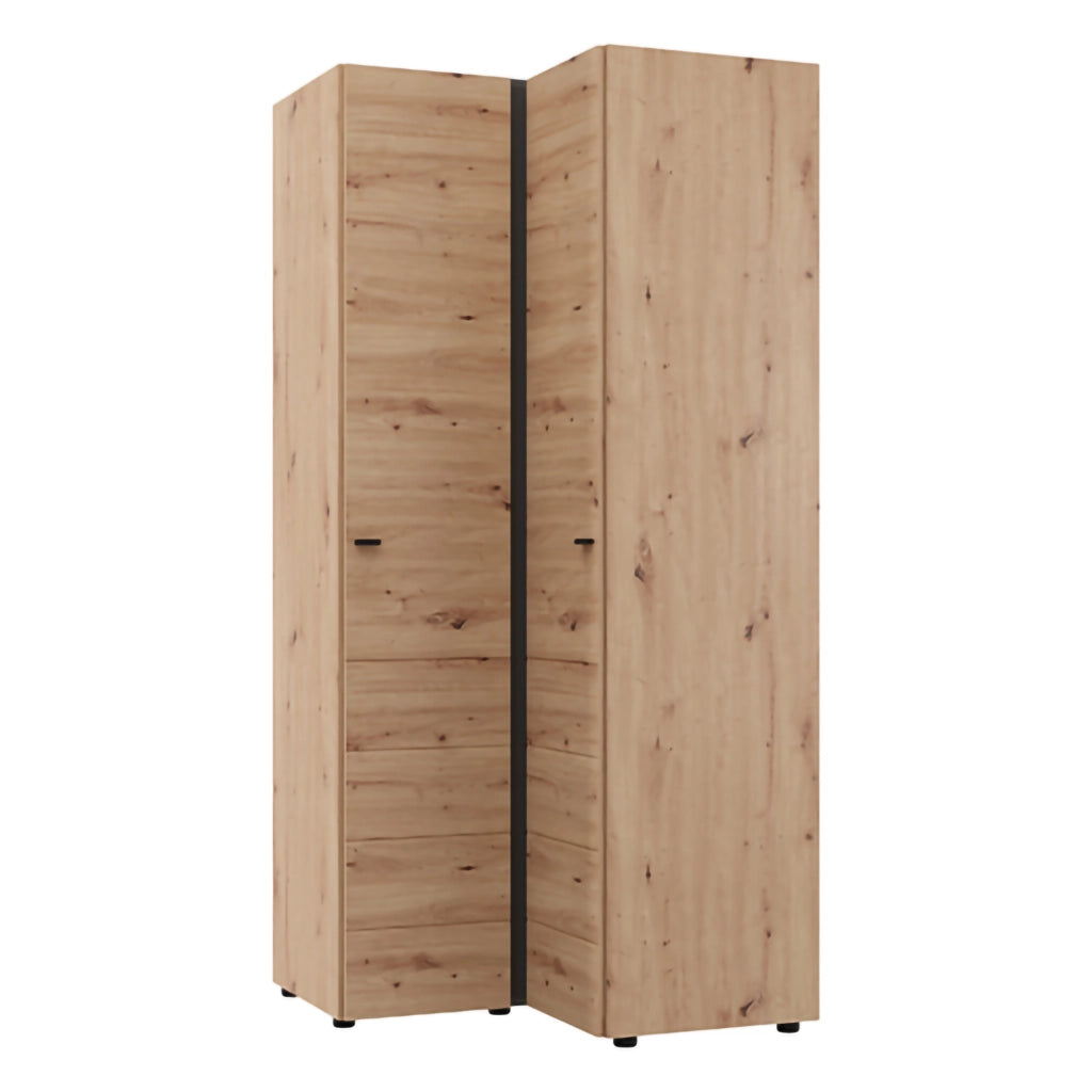 Armadio Camera da Letto Tavole, Guardaroba 2 Ante 4 Ripiani, 95x208h cm Marrone Rovere Nodi