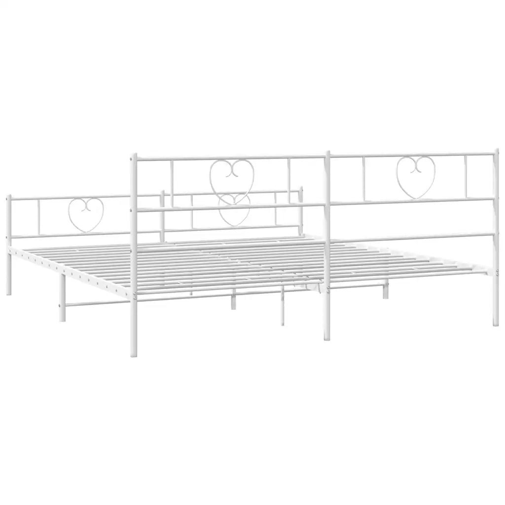 Giroletto con Testiera e Pediera Metallo Bianco 193x203 cm 355536