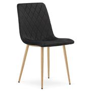 Sedia Turin in velluto nero con gambe effetto rovere