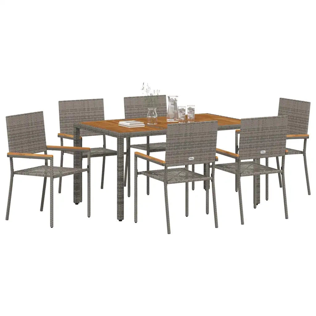 vidaXL Set da Pranzo per Giardino 7 pcs Grigio 150 x 90 x 75 cm