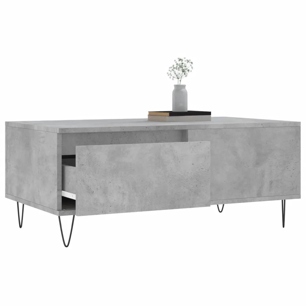 Tavolino Salotto Grigio Cemento 90x50x36,5 cm Legno Multistrato 830808