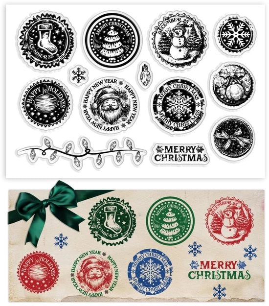 Set di timbri in silicone trasparenti - Diverse forme - Per scrapbooking - Creazione di cartoline natalizie uniche