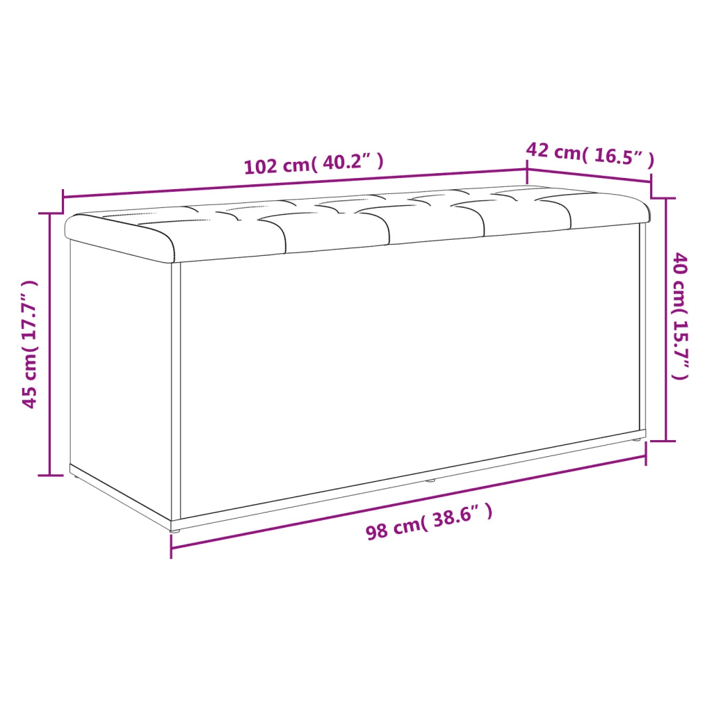 Panca contenitore bianca 102x42x45 cm in legno ingegnerizzato 835054