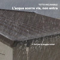 Casetta da Giardino in Acciaio Effetto Legno e Doppie Porte Scorrevoli, 278x195x215 cm, Marrone