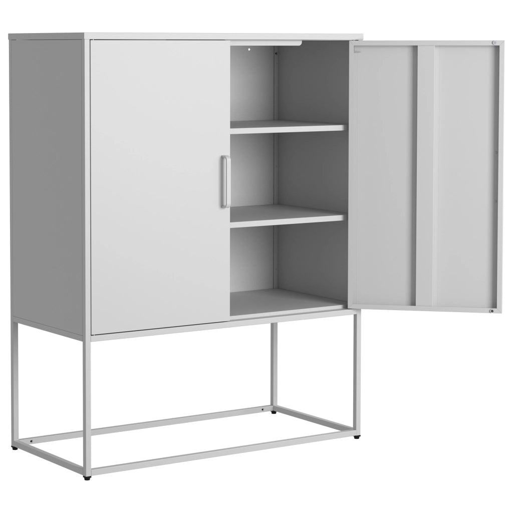 ARMADIO METALLICO 109x85x40 cm Bianco con 2 ripiani e porte magnetiche