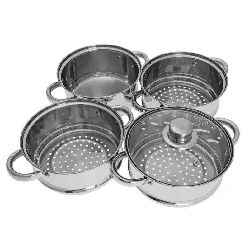 Kinghoff KH-3317 Set di pentole per la cottura a vapore in acciaio inossidabile, 5 pezzi, 18 cm