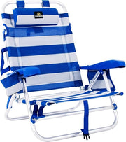 Beach Chair Opvougbile - Sirena 2001-3 - Portatile con Bracciali e 7 Posizioni - Sedile da Spiaggia Blu Marino Opvougbile