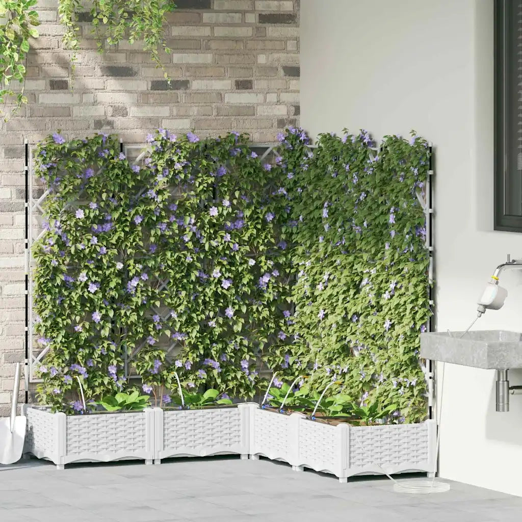 Vaso da giardino 5 pcs Bianco Plastica 42002923