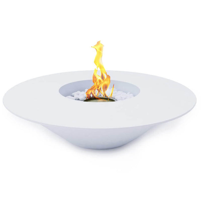 Camino a Bioetanolo da Pavimento Ø60 cm in Acciaio Bianco