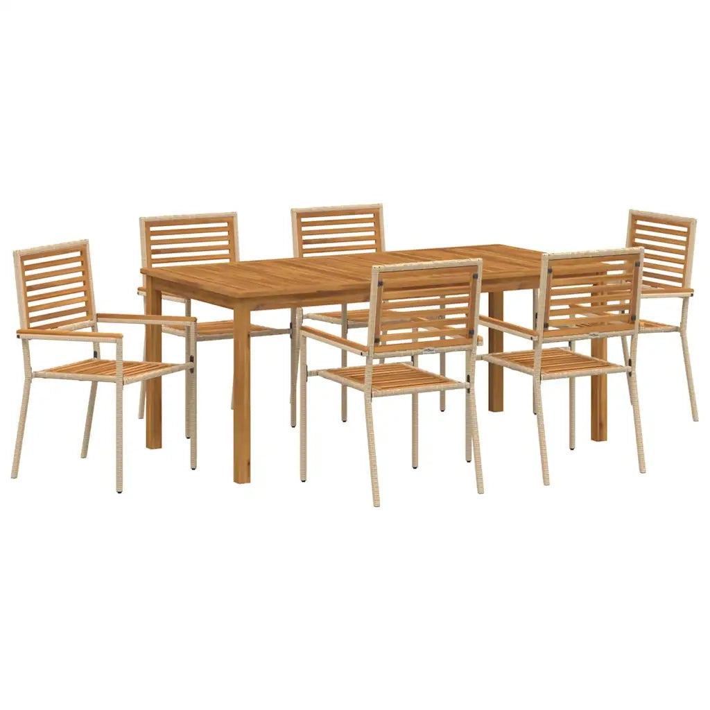 Set da Pranzo per Giardino 7 pcs Beige Legno di Acacia Massello 3365543