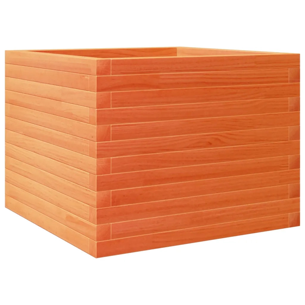 Fioriera | Cassetta per fiori | Vaso Giardino Marrone Cera 60x60x45,5cm Legno Massello Pino