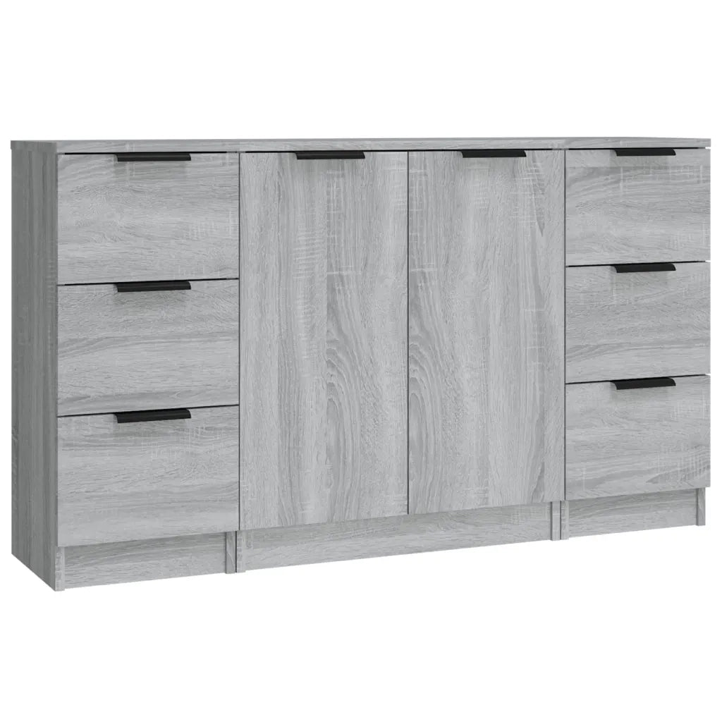 Credenze 3 pz Grigio Sonoma in Legno Multistrato 3115842
