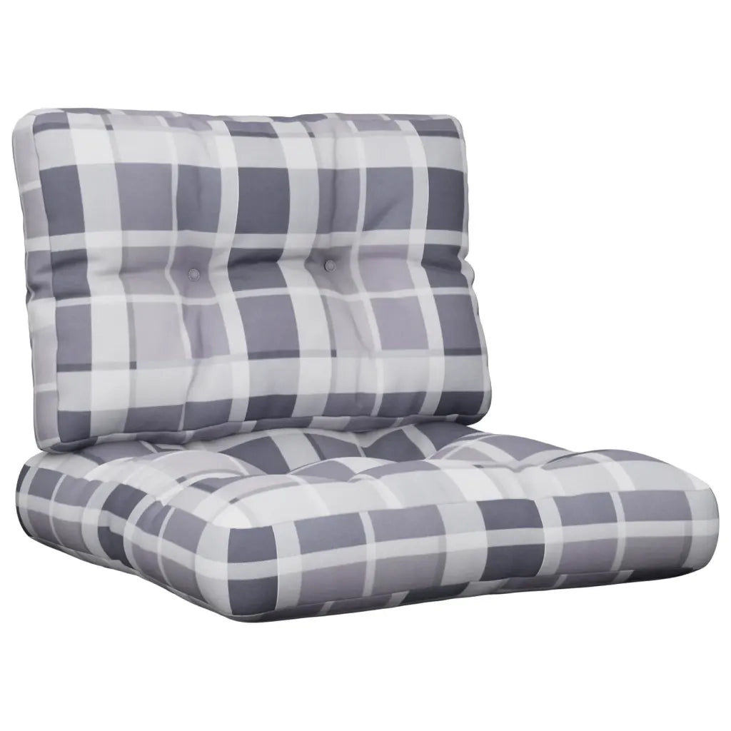 Cuscini per Pallet 2 pz Grigi a Quadri in Tessuto 360681